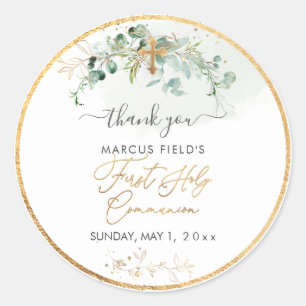 Pegatina Redonda Comunión sagrada de PixDezines H2 Greenery Eucalyp