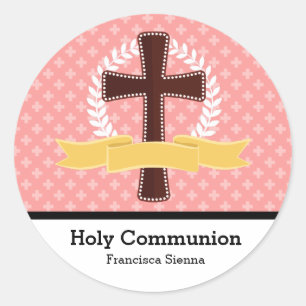 Pegatina Redonda Comunión santa