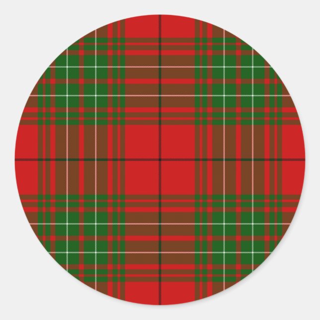 Pegatina Redonda Comyn tartan red green plon (Anverso)