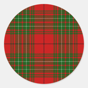 Pegatina Redonda Comyn tartan red green plon