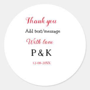 Pegatina Redonda Con amor agregar carta de nombre de pareja gracias
