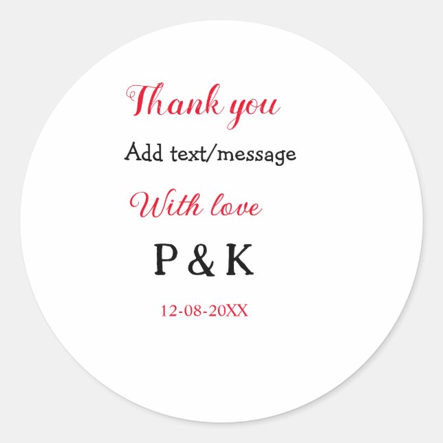 Pegatina Redonda Con amor agregar letra del nombre de la pareja gra (Anverso)
