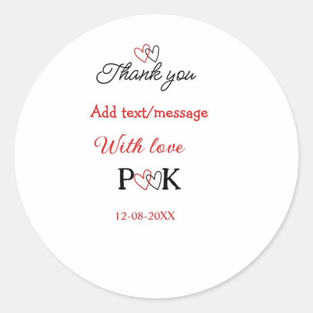 Pegatina Redonda Con amor añade la letra del nombre de la pareja gr (Anverso)