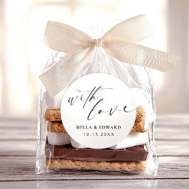 Pegatina Redonda Con Amor Elegante Gracias Boda