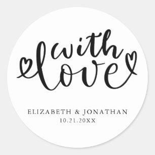 Pegatina Redonda Con amor Favor de matrimonio personalizado