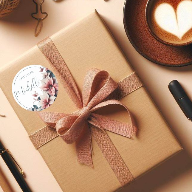 Pegatina Redonda Con Amor Flores Pastel Personalizables  (Subido por el creador)