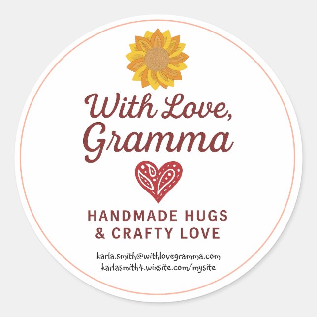 Pegatina Redonda Con Amor, Gramma Sticker (Anverso)