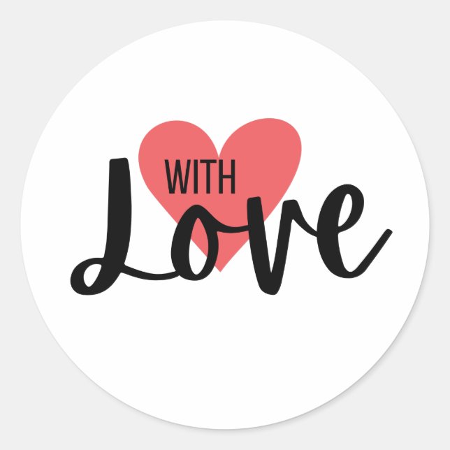 Pegatina Redonda Con Amor Paquete de Sobre de Corazón Día de San Va (Anverso)