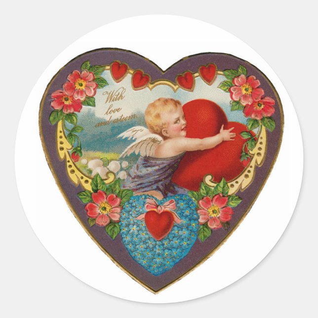 Pegatina Redonda Con amor y estima (Anverso)