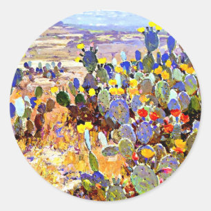Pegatina Redonda Con cactus, Julian Onderdonk,