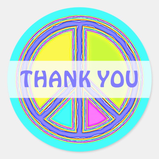 Pegatina Redonda Con colores rellenados Firma PEACE 1 (Anverso)