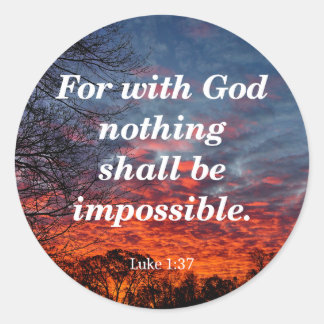 Pegatina Redonda Con Dios, Lucas 1:37