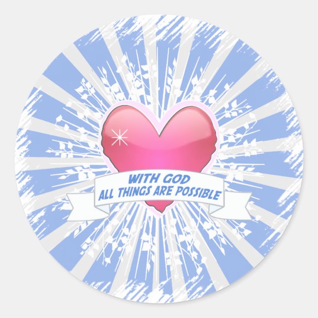 Pegatina Redonda Con Dios Todas las Cosas son Posibles (Anverso)