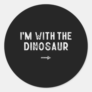 Pegatina Redonda Con el disfraz de dinosaurio a juego perezoso de H