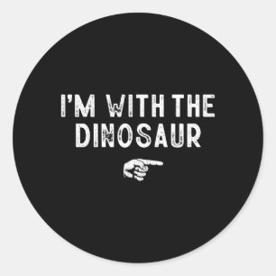 Pegatina Redonda Con el disfraz holgazán de dinosaurio a juego en H