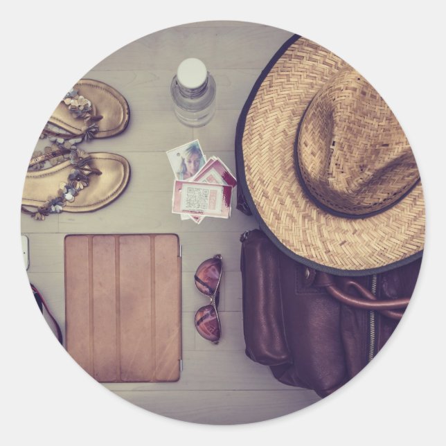 Pegatina Redonda Con El Tema De La Bolsa, La Bolsa Está Preparada P (Anverso)