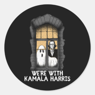 Pegatina Redonda Con el temor de Kamala Harris por las divertidas e