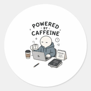 Pegatina Redonda Con Energía de Cafeína Chistoso Meme de Trabajo