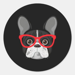 Pegatina Redonda Con Gles - Bulldog francés
