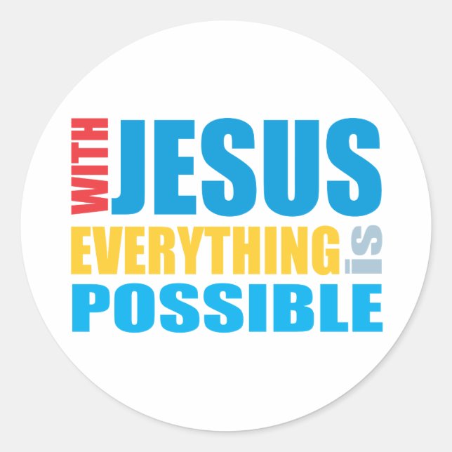Pegatina Redonda Con Jesús todo es posible (Anverso)