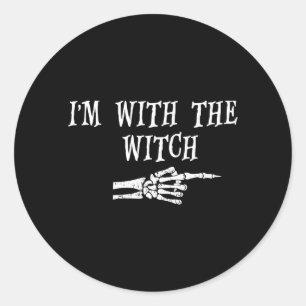 Pegatina Redonda con la Bruja Divertido Outfit de Halloween