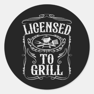 Pegatina Redonda Con Licencia Para Grill Funny Bbq Grilling Fathers