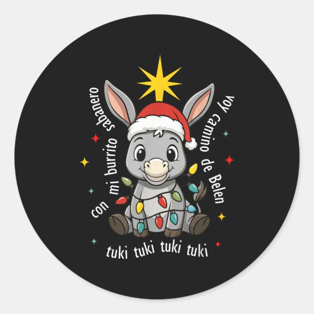 Pegatina Redonda Con Mi Burrito Sabanero Mexican Tuki Tuki Latino X (Anverso)