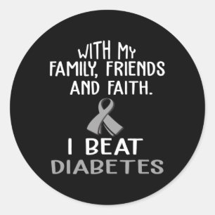 Pegatina Redonda Con mi familia y mi fe le pego a la DIABETES