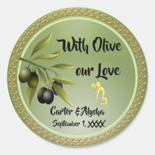Pegatina Redonda Con Olive nuestro amor personalizado