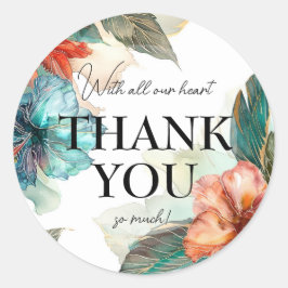 Pegatina Redonda Con todo nuestro corazón Hibiscus Serenade Paradis