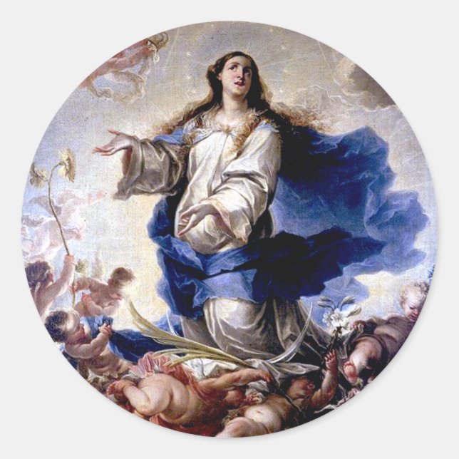 Pegatina Redonda Concepción inmaculada (Anverso)