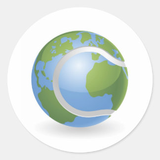 Pegatina Redonda Concepto de pelota de tenis mundial
