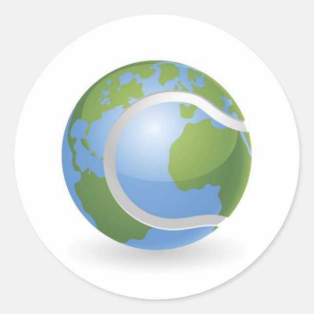 Pegatina Redonda Concepto de pelota de tenis mundial (Anverso)