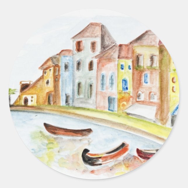 Pegatina Redonda Concepto de Venecia (Anverso)