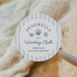 Pegatina Redonda Conchas marinas y campanas de boda Fin de semana d