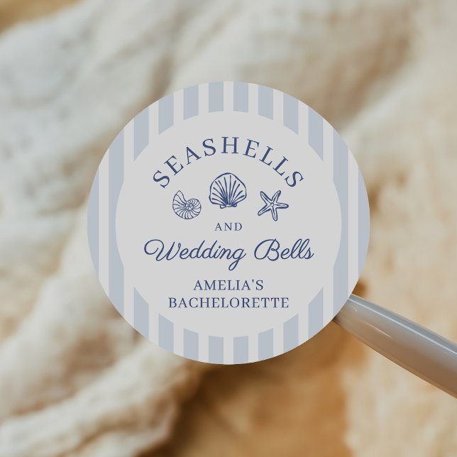 Pegatina Redonda Conchas marinas y campanas de boda Fin de semana d (Subido por el creador)