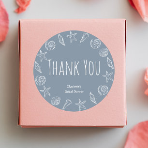 Pegatina Redonda Conchas Marinas y Estrellas de Mar Despedida de So