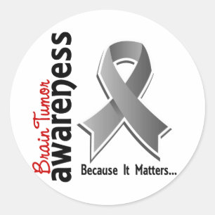 Pegatina Redonda Conciencia 5 del tumor cerebral