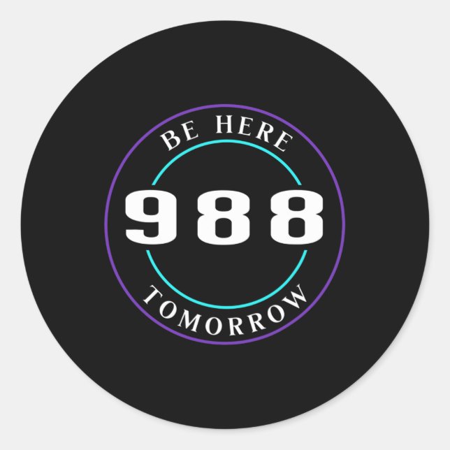 Pegatina Redonda Conciencia 988 - Prevención del suicidio (Anverso)