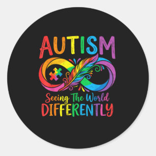 Pegatina Redonda Conciencia autismo ver el mundo de manera diferent
