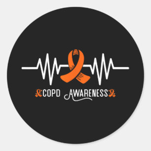 Pegatina Redonda Conciencia Copd Naranja de latido de latido Ribbon
