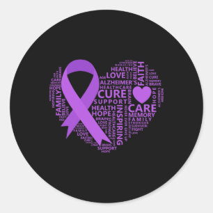 Pegatina Redonda Conciencia Corazón Cinta púrpura