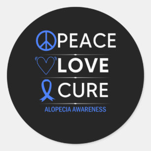 Pegatina Redonda Conciencia de Alopecia Areata Paz Amor Cura Pérdid