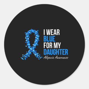 Pegatina Redonda Conciencia De Alopecia Que Uso Azul Para Mi Hija B