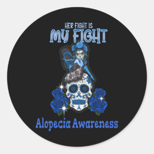 Pegatina Redonda Conciencia de Alopecia Su Lucha Es Mi Lucha