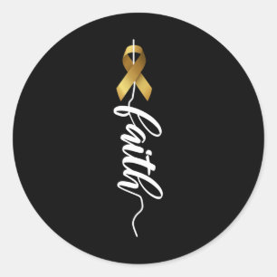 Pegatina Redonda Conciencia de cáncer infantil fe Conciencia de cán