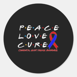 Pegatina Redonda Conciencia de Cardiopatía Congénita Paz Amor Cura
