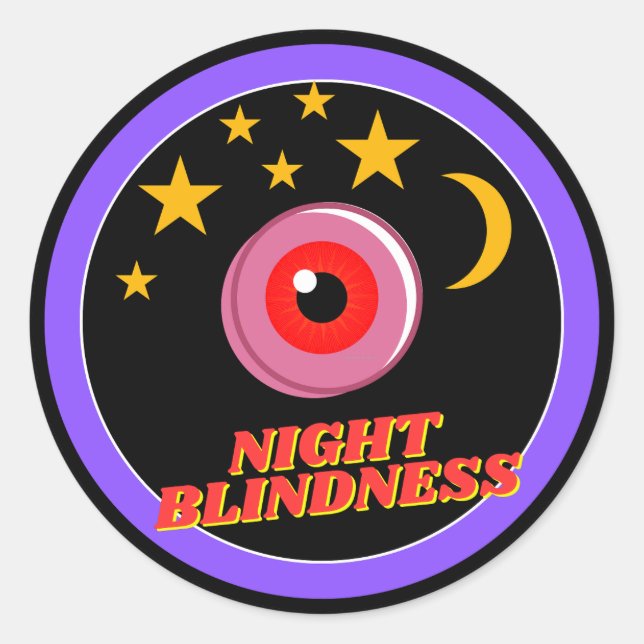 Pegatina Redonda conciencia de ceguera nocturna - negro (Anverso)