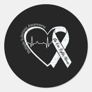 Pegatina Redonda Conciencia de Esclerosis Múltiple Corazón de Conci