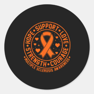 Pegatina Redonda Conciencia de Esclerosis Múltiple Listón Naranja